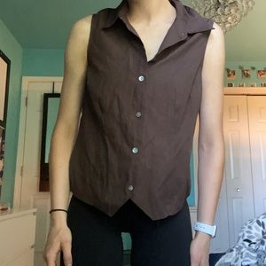 Brown button down tank top